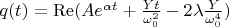 $ q(t) =\operatorname{Re} (A e^{\alpha t} + \frac{Yt}{\omega_0^{2}}  - 2 \lambda \frac{Y}{\omega_0^4})$