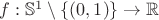 $f:\mathbb{S}^1\setminus\{(0,1)\}\to\mathbb{R}$