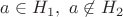 $a \in H_1, ~a \not \in H_2$