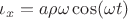 ${\iota _{x}}=a\rho \omega \cos(\omega t)