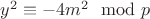 $y^2\equiv -4m^2 \mod p$