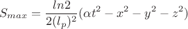 $$S_{max}=\frac{ln2}{2(l_{p})^2}(\alpha t^2-x^2-y^2-z^2)$$
