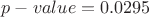 $p-value = 0.0295$