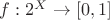 $f: 2^X \to [0,1]$