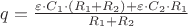$q = \frac{\varepsilon\cdot C_1\cdot (R_1 + R_2) + \varepsilon\cdot C_2\cdot R_1 }{R_1 + R_2}$