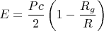 $$E = \frac{Pc}{2}\left( 1 - \frac{R_g}{R}\right)$$