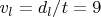 $ v_{l}=d_{l}/t=9 $