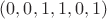 $(0,0,1,1,0,1)$