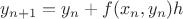 $\[{y_{n + 1}} = {y_n} + f({x_n},{y_n})h\]$