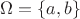$\Omega = \left\lbrace a, b\right\rbrace$