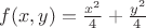 $f(x, y) = \frac{x^{2}}{4} + \frac{y^{2}}{4}$