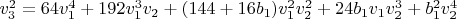 $v_3^2=64 v_1^4+192 v_1^3 v_2+(144+16 b_1) v_1^2 v_2^2+24 b_1 v_1 v_2^3+b_1^2 v_2^4$