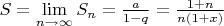 $S=\lim\limits_{n\to\infty}S_n=\frac a{1-q}=\frac{1+n}{n(1+x)}$