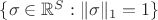 $\{\sigma\in\mathbb R^S : \|\sigma\|_1 = 1\}$