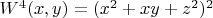 $W^4(x,y)=(x^2+xy+z^2)^2$