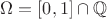$\Omega=[0,1]\cap\mathbb{Q}$