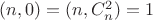 $(n,0) =(n, C_n^2) = 1$