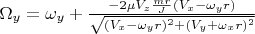 $\Omega_y=\omega_y+\frac {-2\mu V_z \frac {mr} J (V_x-\omega_y r)} {\sqrt {(V_x-\omega_y r)^2+(V_y+\omega_x r)^2}}