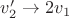 $v_2' \rightarrow 2v_1$