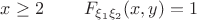 $x\ge 2\;\;\;\;\;\;\;\;F_{\xi_1\xi_2}(x,y)=1$