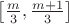 $\left[\frac m3,\frac{m+1}3\right]$