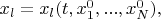 $x_l=x_l(t,x_1^0,...,x_N^0), $