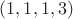 $(1,1,1,3)$