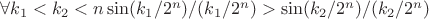 $\forall k_1 < k_2 < n \sin(k_1 / 2^n) / (k_1 / 2^n) > \sin(k_2 / 2^n) / (k_2 / 2^n)$