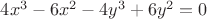 $4x^3 - 6x^2 - 4y^3 + 6y^2 = 0$