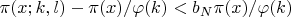 $\pi(x;k,l) -\pi(x)/\varphi(k)<b_N\pi(x)/\varphi(k)$