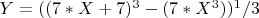 $ Y=((7*X+7)^3-(7*X^3))^1/3 $