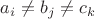 $a_i \ne b_j \ne c_k$