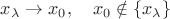 $x_\lambda\to x_0,\quad x_0\notin\{x_\lambda\}$