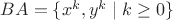 $B A = \{x^k, y^k \mid k \geq 0\}$