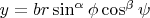 $ y = br\sin^\alpha{\phi}\cos^\beta{\psi}$