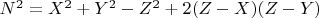 $N^2=X^2+Y^2-Z^2+2(Z-X)(Z-Y)$