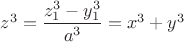 $z^3=\dfrac{z_1^3-y_1^3}{a^3}=x^3+y^3$