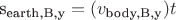 s_{\text{earth,B,y}} = (v_{\text{body,B,y}} ) t