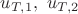 $u_{T, 1}, \ u_{T, 2}$