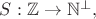 $S:\mathbb{Z}\rightarrow\mathbb{N}^{\bot},$