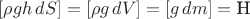 $[\rho g h\,dS]=[\rho g\,dV]=[g\,dm]=\text{Н}$
