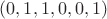 $(0,1,1,0,0,1)$
