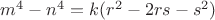 $m^4-n^4=k(r^2-2rs-s^2)$