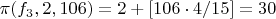$\pi(f_3,2,106)=2+[106 \cdot 4/15]=30$