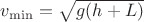 $v_{\min}=\sqrt{g(h+L)}$