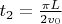 $t_2=\frac{\pi L}{2v_0}$