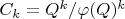 $C_k=Q^k/\varphi(Q)^k$