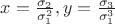 $x=\frac{\sigma_2}{\sigma_1 ^2}, y=\frac{\sigma_3}{\sigma_1 ^3}$