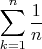 $$\sum\limits_{k=1}^n\frac{1}{n}$$