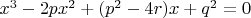 $x^3-2px^2+(p^2-4r)x+q^2=0$